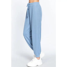 Load image into Gallery viewer, Blue Drawstring Hacci Jogger Pants
