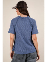 Load image into Gallery viewer, Blue Solid Casual Knit Top with Patch Pocket
