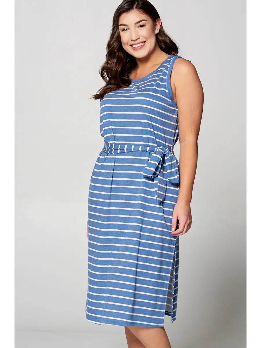 Sleeveless Stripe Midi Dress - Athena's Fashion Boutique