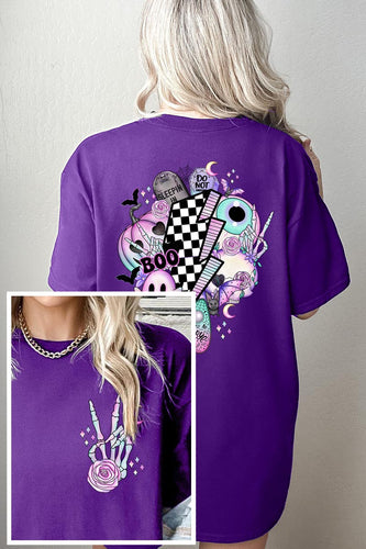 Purple Halloween Boo Short Sleeve Tee - Athena's Fashion Boutique