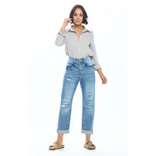 Load image into Gallery viewer, High Rise Ripped Boyfriend Jeans
