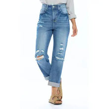 Load image into Gallery viewer, High Rise Ripped Boyfriend Jeans
