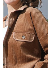 Load image into Gallery viewer, Brown Corduroy Short Jacket with Faux Pockets
