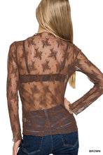 Load image into Gallery viewer, Brown Lace See Through Layering Top
