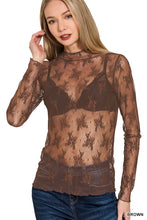 Load image into Gallery viewer, Brown Lace See Through Layering Top
