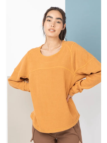 Camel Oversized Solid Color Comfy Knit Top