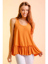 Load image into Gallery viewer, Cantalope Sleeveless Dotted Swiss Ruffle Hem Tank Top
