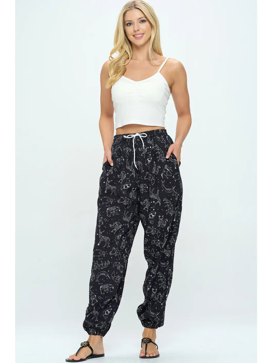 Celestial Animal Print Lounge Free Size Pants