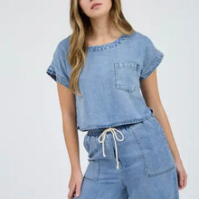 Load image into Gallery viewer, Denim High Waist Wide Leg Washed Chambray Jeans Pants
