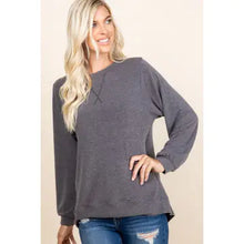 Load image into Gallery viewer, Charcoal Plus Size Solid French Terry Pullover
