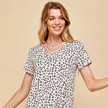 Load image into Gallery viewer, White Women&#39;s Cheetah Print V Neck Top
