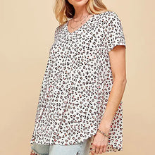 Load image into Gallery viewer, White Women&#39;s Cheetah Print V Neck Top
