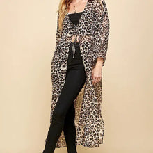Load image into Gallery viewer, Women Cheetah Animal Print Drawstring Long Kimono
