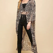 Load image into Gallery viewer, Women Cheetah Animal Print Drawstring Long Kimono
