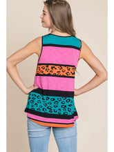 Load image into Gallery viewer, Women&#39;s Neon Leopard Color Block Tank
