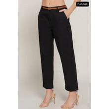 Load image into Gallery viewer, Black Plus Size Chino Pants with Braided Belt
