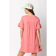 Load image into Gallery viewer, Coral French Terry Pocket Tee Shirt Dress - Athena&#39;s Fashion Boutique
