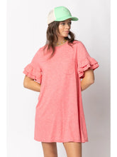 Load image into Gallery viewer, Coral French Terry Pocket Tee Shirt Dress - Athena&#39;s Fashion Boutique
