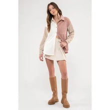 Load image into Gallery viewer, Pink  Colorblock Corduroy Jacket
