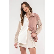 Load image into Gallery viewer, Pink  Colorblock Corduroy Jacket
