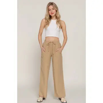 Dark Sands Elastic Waist Tencel Long Pants