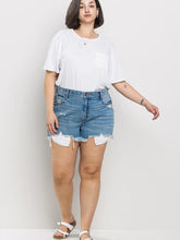 Load image into Gallery viewer, High Rise Plus Distress Denim Shorts
