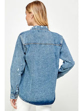 Load image into Gallery viewer, Women&#39;s Distressed Denim Wash Jacket - Athena&#39;s Fashion Boutique

