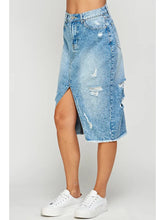 Load image into Gallery viewer, Distressed Long Denim Skirt - Athena&#39;s Fashion Boutique
