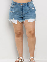 Load image into Gallery viewer, High Rise Plus Distress Denim Shorts

