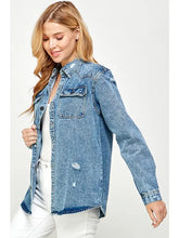 Load image into Gallery viewer, Women&#39;s Distressed Denim Wash Jacket - Athena&#39;s Fashion Boutique
