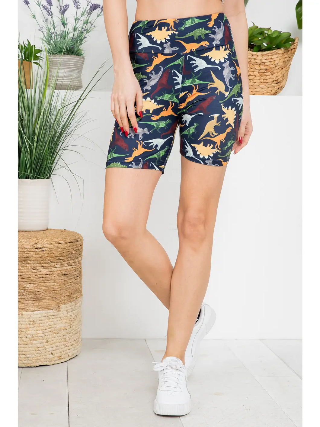 Dinosaur Print Biker Shorts