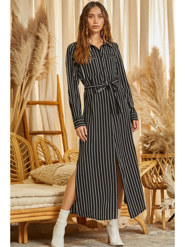 Striped Duster Maxi Dress - Athena's Fashion Boutique