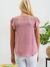 Load image into Gallery viewer, Dusty Rose Lace Ruffle Sleeve Woven Top - Athena&#39;s Fashion Boutique
