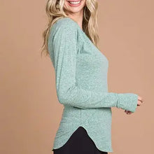 Load image into Gallery viewer, Warm Sage Round Neck Raglan Fitted Top
