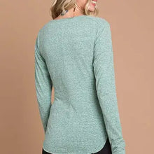 Load image into Gallery viewer, Warm Sage Round Neck Raglan Fitted Top
