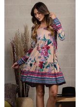 Load image into Gallery viewer, Floral Print Square Neck Long Sleeves Midi Dress
