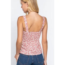 Load image into Gallery viewer, Pink Floral Print Poplin Bustier W/Zipper Top
