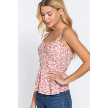 Load image into Gallery viewer, Pink Floral Print Poplin Bustier W/Zipper Top
