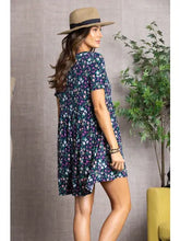 Load image into Gallery viewer, Navy Floral Short Sleeve Dress
