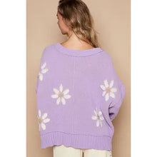 Load image into Gallery viewer, Pol Lavender V-Neck Berber Floral Pattern Chenille Pullover
