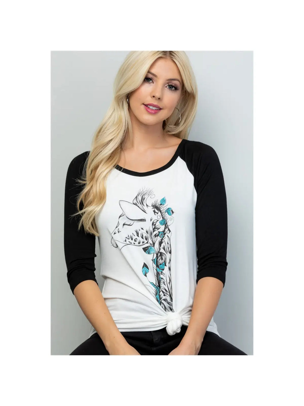 Giraffe Print Raglan Shirt