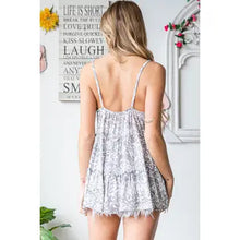 Load image into Gallery viewer, Gray Woven Animal Print Spaghetti Strap Top
