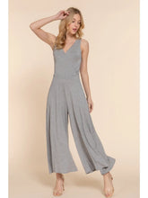 Load image into Gallery viewer, Gray Sleeveless Double V-Neck Surplice Knit Jumpsuit
