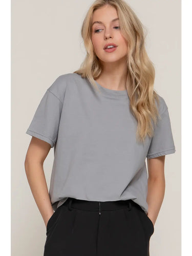 Gray Short Sleeve Round Neck Tee