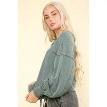 Load image into Gallery viewer, Green Two Tone Otto Ribbed Oversized Soft Comfy Knit Top
