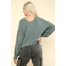 Load image into Gallery viewer, Green Two Tone Otto Ribbed Oversized Soft Comfy Knit Top
