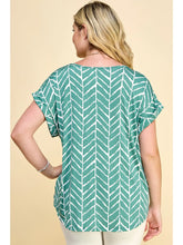 Load image into Gallery viewer, Green Pattern Plus Size Short Sleeve Dolman Top
