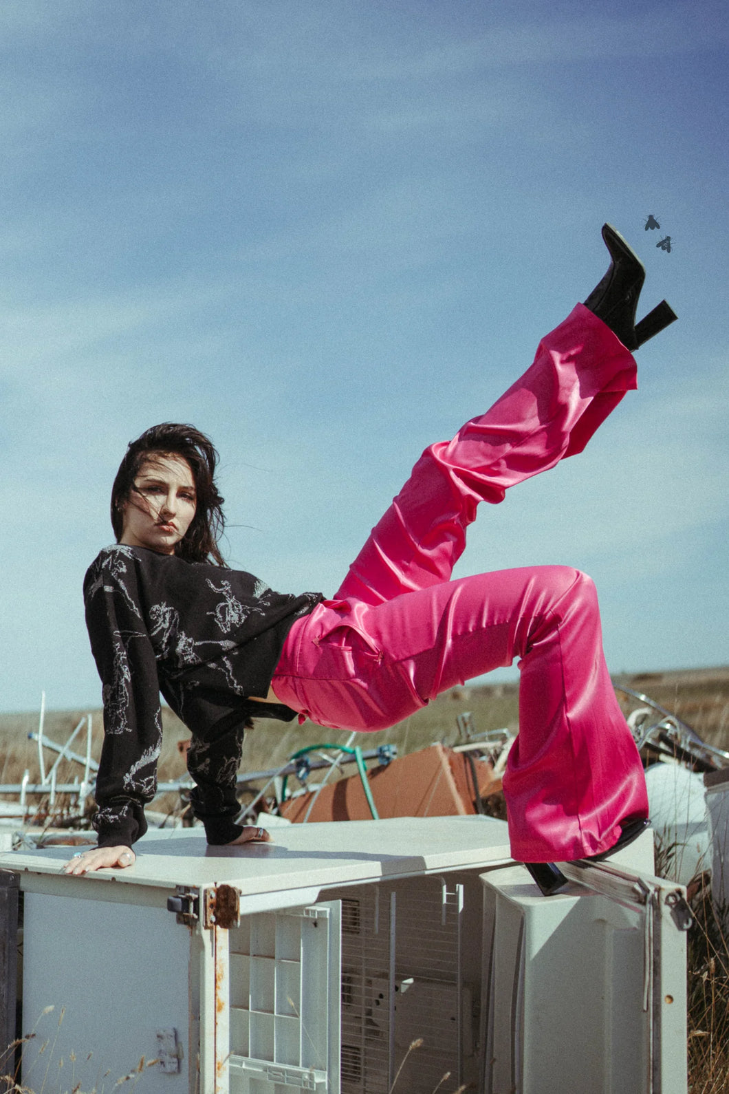 Hot Pink Western Flare Pants