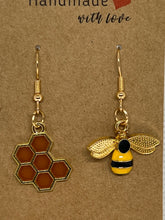 Load image into Gallery viewer, Bee and Honeycomb Earrings - Athena&#39;s Fashion Boutique
