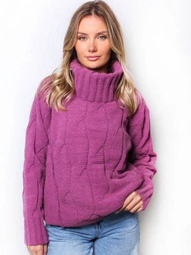 Turtleneck Soft Woven Knit Sweater - Athena's Fashion Boutique